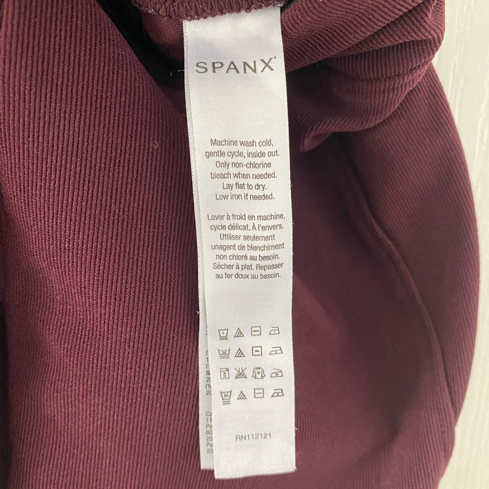 SPANX Wine Micro Ribbed High Rise Leggings Small Compression Shaping - Picture 4 of 7